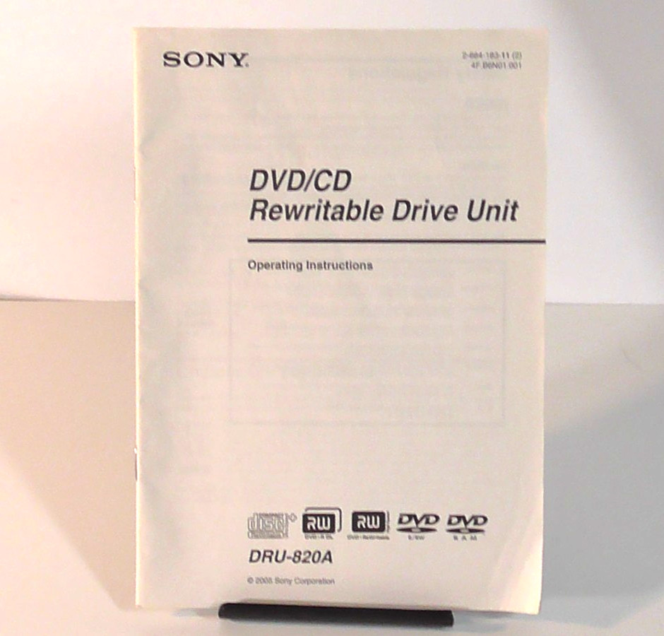 SONY DVD/CD REWRITABLE DRIVE UNIT DRU-820A OPERATING INSTRUCTIONS