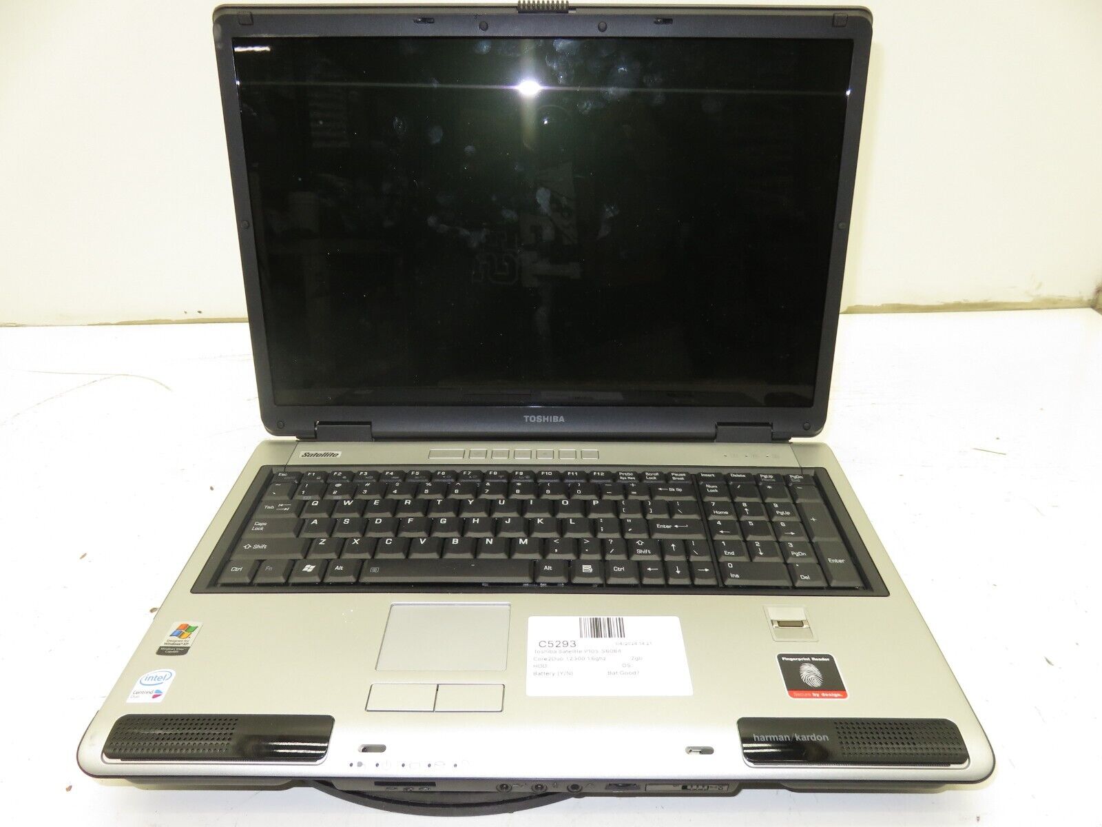 Toshiba Satellite P105-S6084 Laptop Intel Core 2 Duo T2300 2GB Ram No HDD/Batt