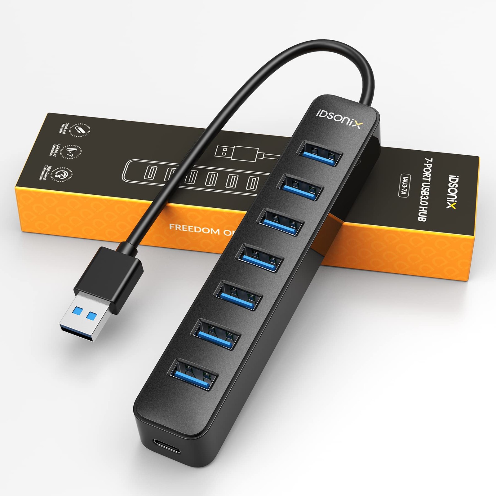 USB 3.0 Hub, 7 Port USB Expander Hub 5Gbps, USB Splitter Multiport Adapter Ex...