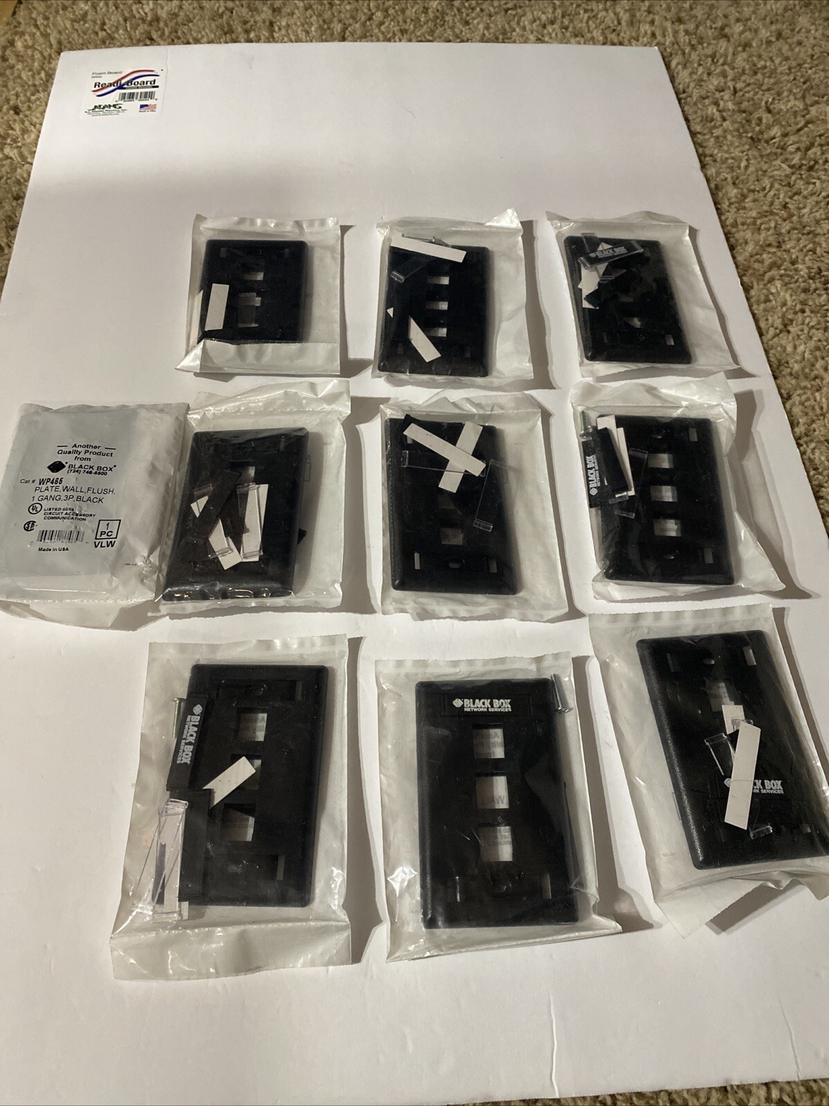 Black Box WP465 3 DATA PORT WALL PLATE Black LOT OF 10