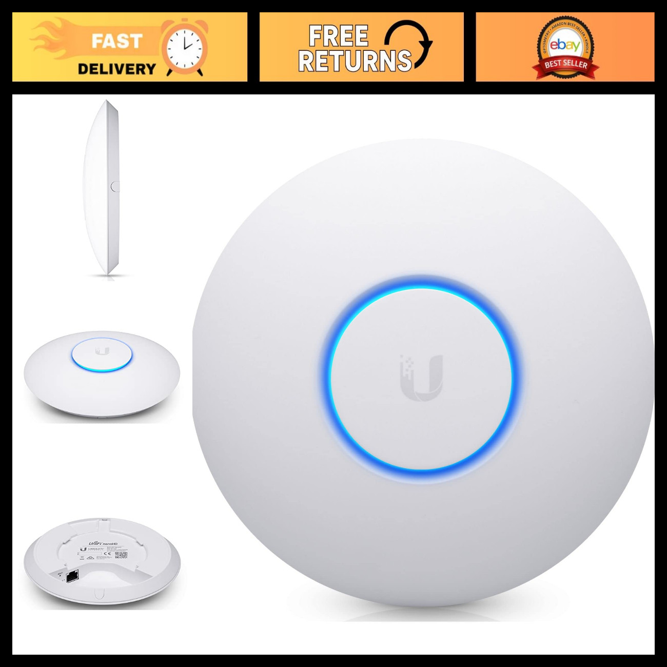 High-Speed 1733Mbps PoE WLAN Access Point - UniFi nanoHD Internal WiFi Router
