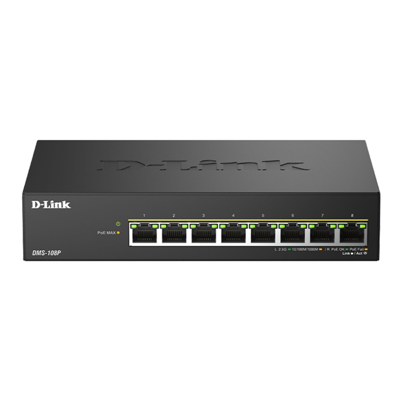 D-Link 8-Port 2.5Gb PoE (90W) Unmanaged Gaming Switch with 8 x Compact, Black