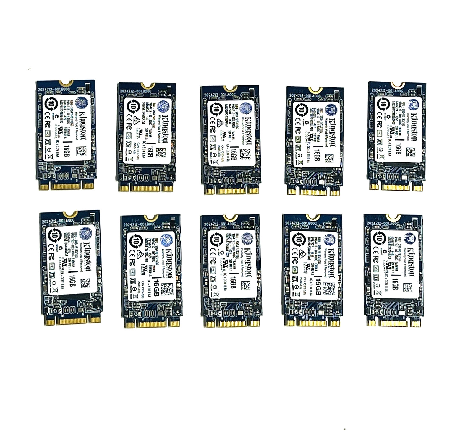 Ten  (10)  Kingston Chromebook 16GB M.2 SSD/NVME RBU-SNS4151S3/16GD SATA 2242
