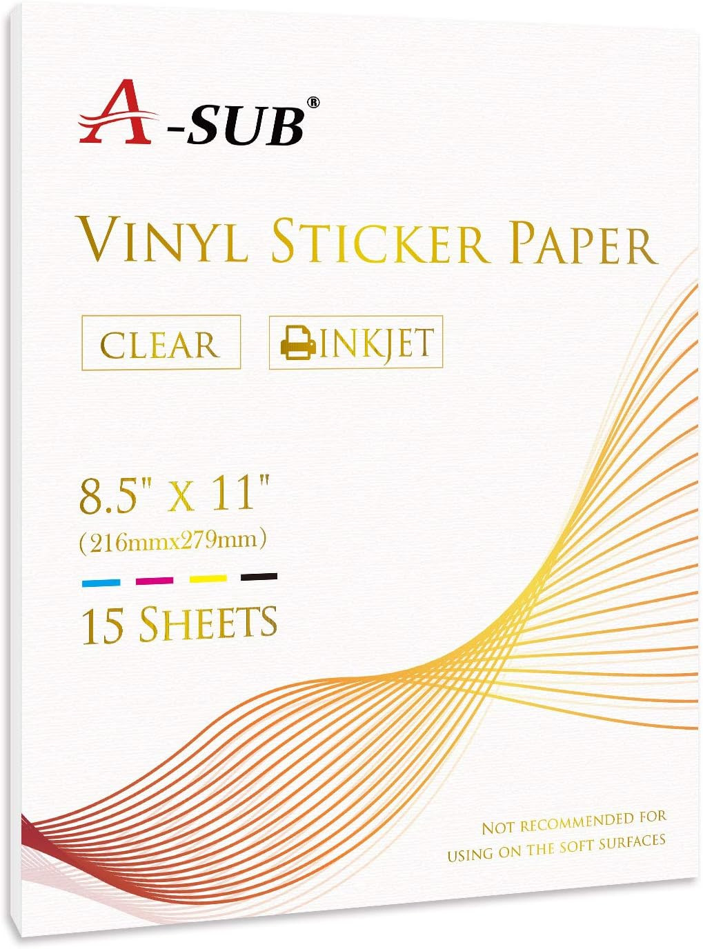A-SUB Clear Sticker Paper for Inkjet Printers, Waterproof Glossy
