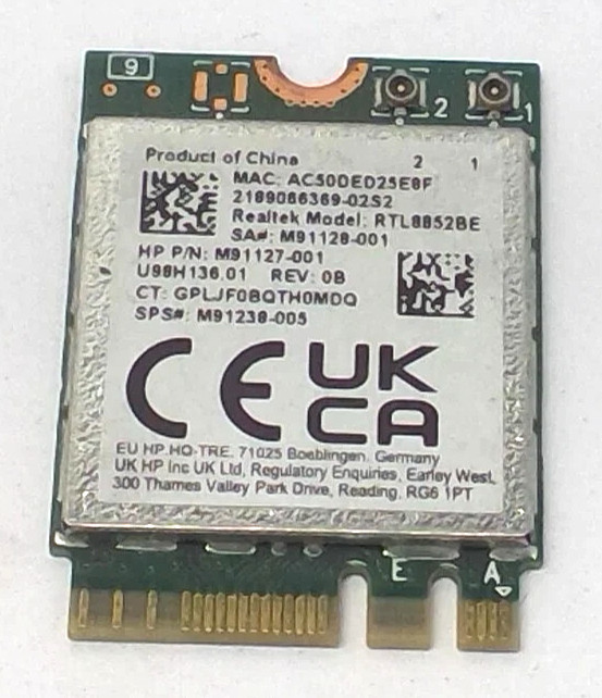 HP Realtek RTL8852BE Wireless Card SKO-WLAN Realtek CAVA2 M91127-001