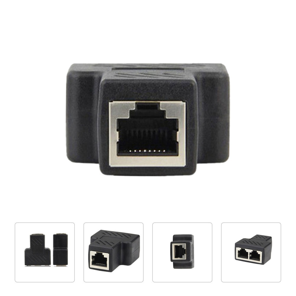 2Pcs Practical Network Connector Durable Plastic Adapter for Computer Black