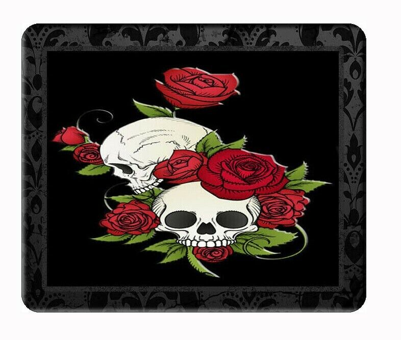 Skull and roses black computer, laptop,iPad,  mouse pad