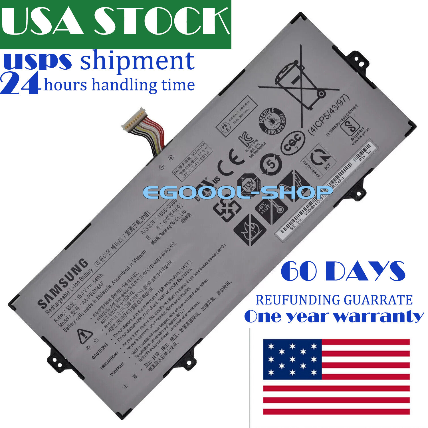 AA-PBSN4AF Genuine Battery for Samsung NP930SBE NT930SBE NP730QCJ NP730QCJ-K01US