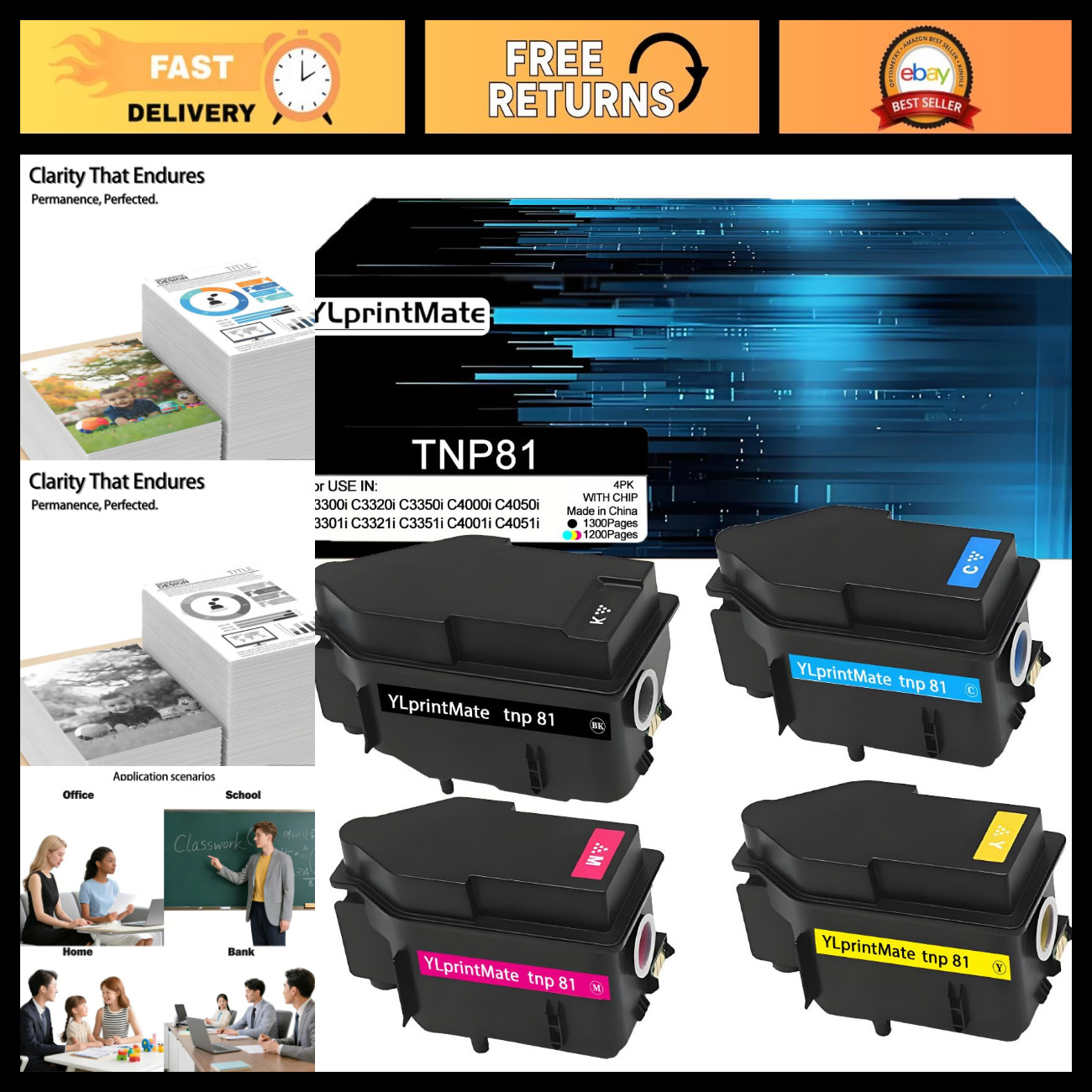 High-Quality Toner Cartridges for Konica Minolta bizhub C3300i C4050i - Set of 4