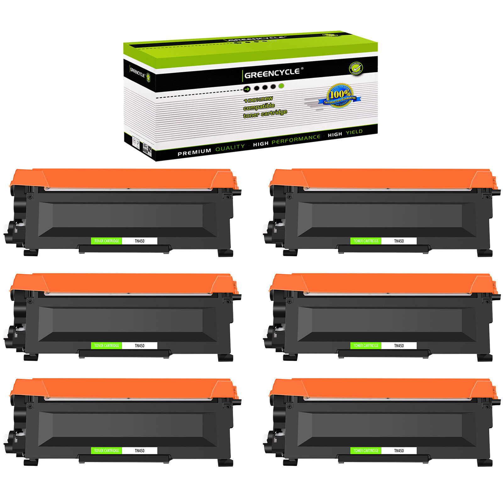 6x TN450 Toner Cartridge Black Compatible for Brother DCP-7060D HL-2240 2280DW