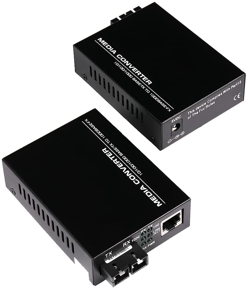 2 PCS Mini Dual SC Fiber Gigabit Ethernet Media Converter RJ45 1000BaseSC