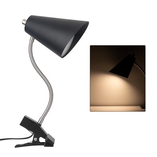 LED Clip on Desk Lamp with 1 USB Charging Port, Portable Clip-on Lamp-Blcak
