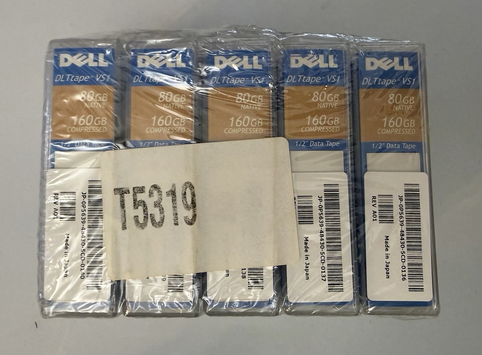 Dell DLT Tape VS1 - 80GB Native / 160GB Compressed 1/2" Data - SET OF 5