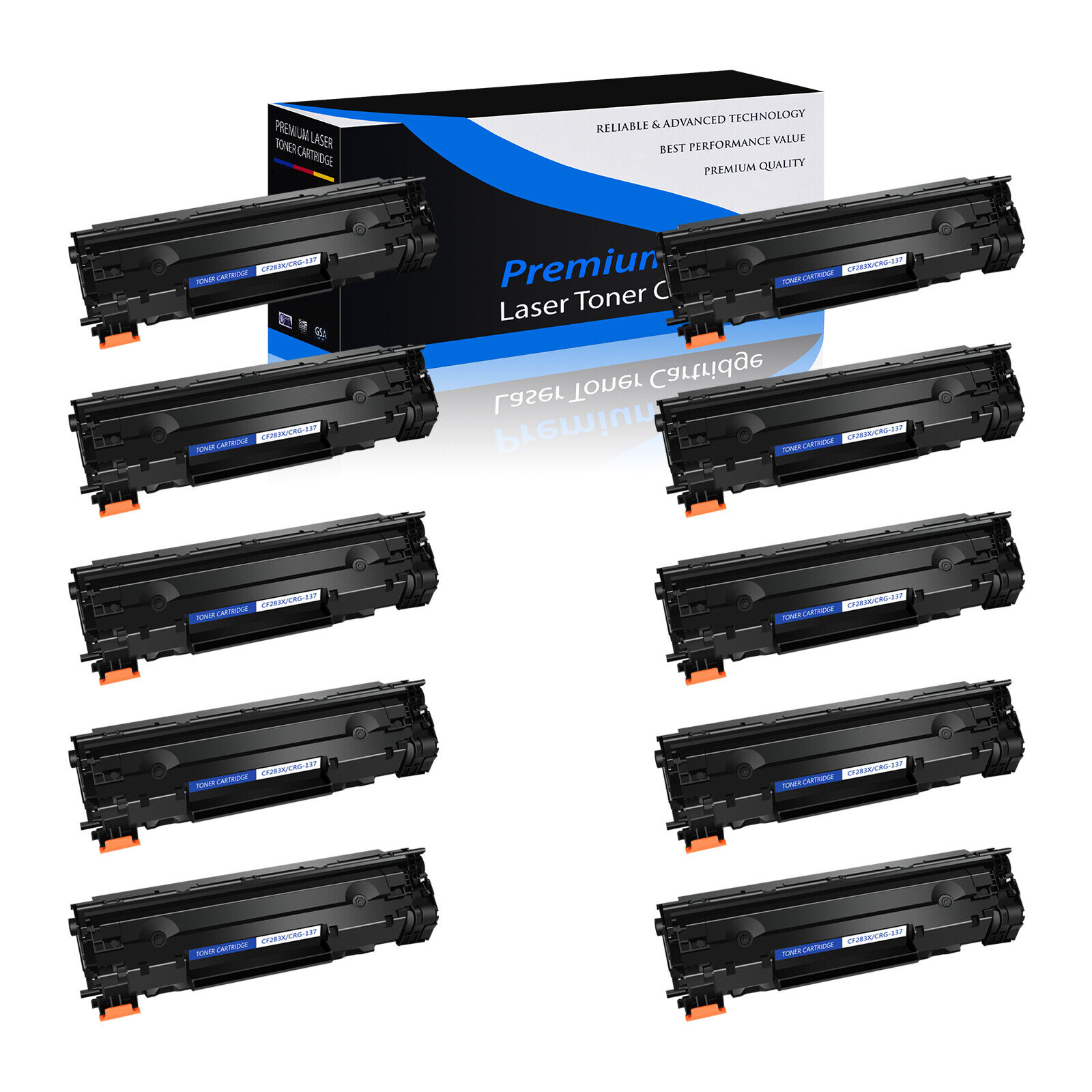 10PK Toner Cartridge CF283X 83X For HP LaserJet Pro MFP M225rdn M201n Printer