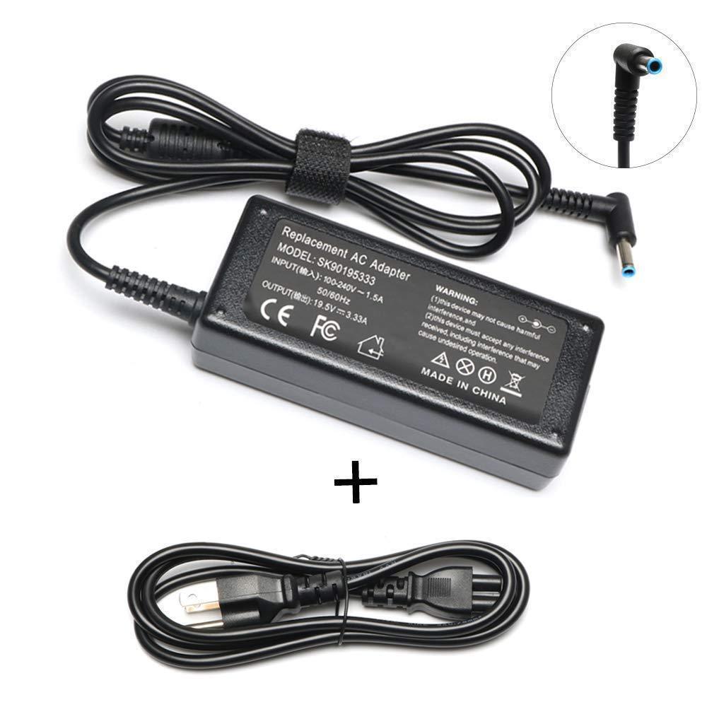 65 watt Laptop Charger for HP(4.5 mm Blue Tip Connector) 3 Prong Cable Cord