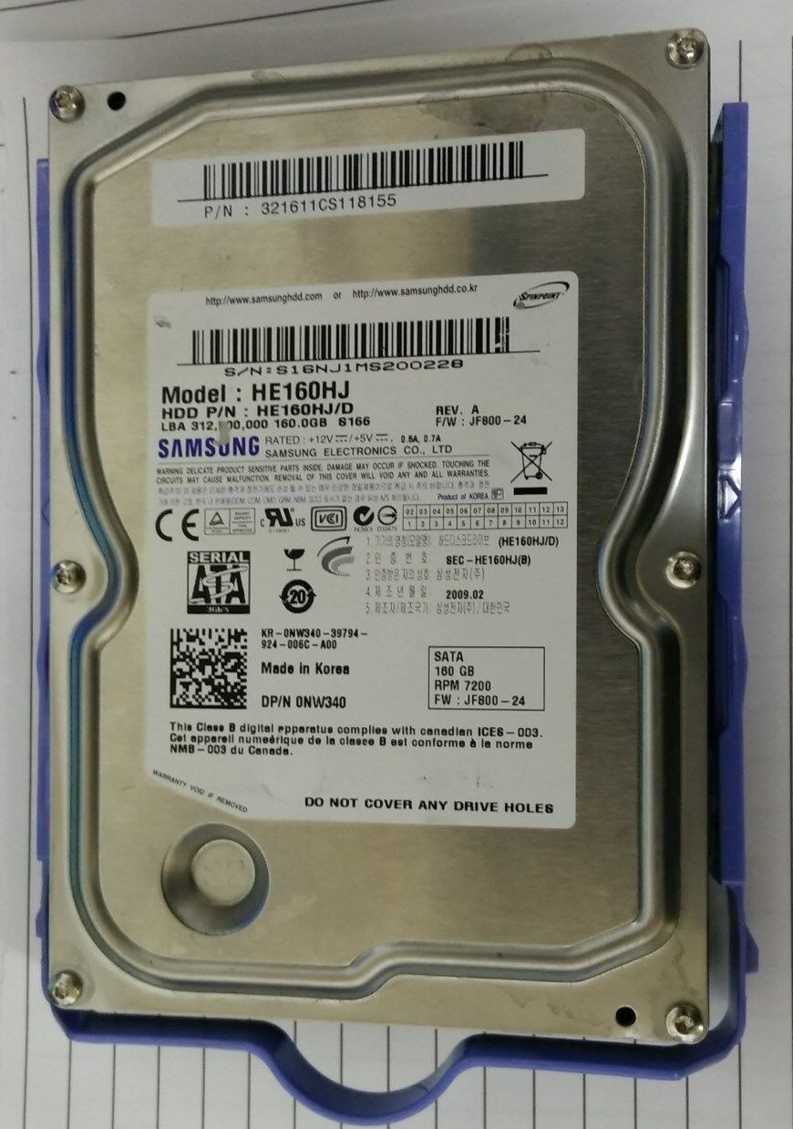 Dell NW340 160GB 7.2K RPM SATA 3.5" Hard Drive (Samsung HE160HJ/D) - NEW