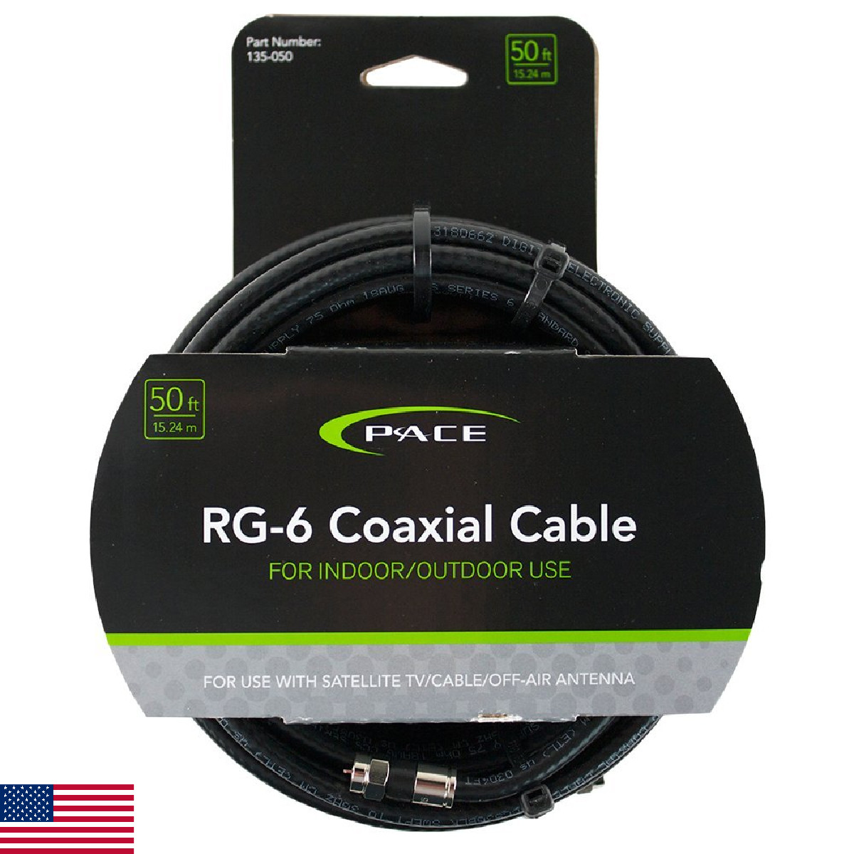 Pace International Premium RG-6 Coaxial Cable, 50 Feet