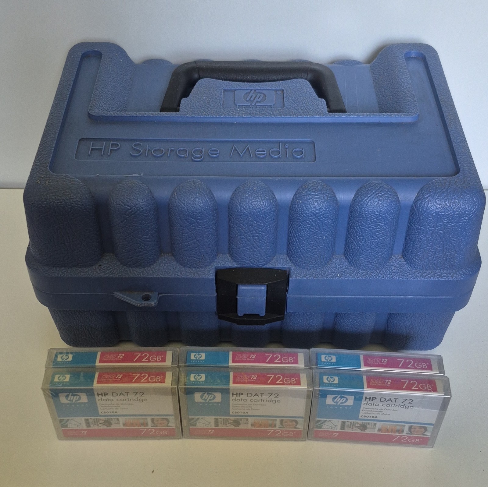 HP Storage Media Case W/ 6 Sealed  HP DAT 72 Data Cartridges Turtle Case Vintage