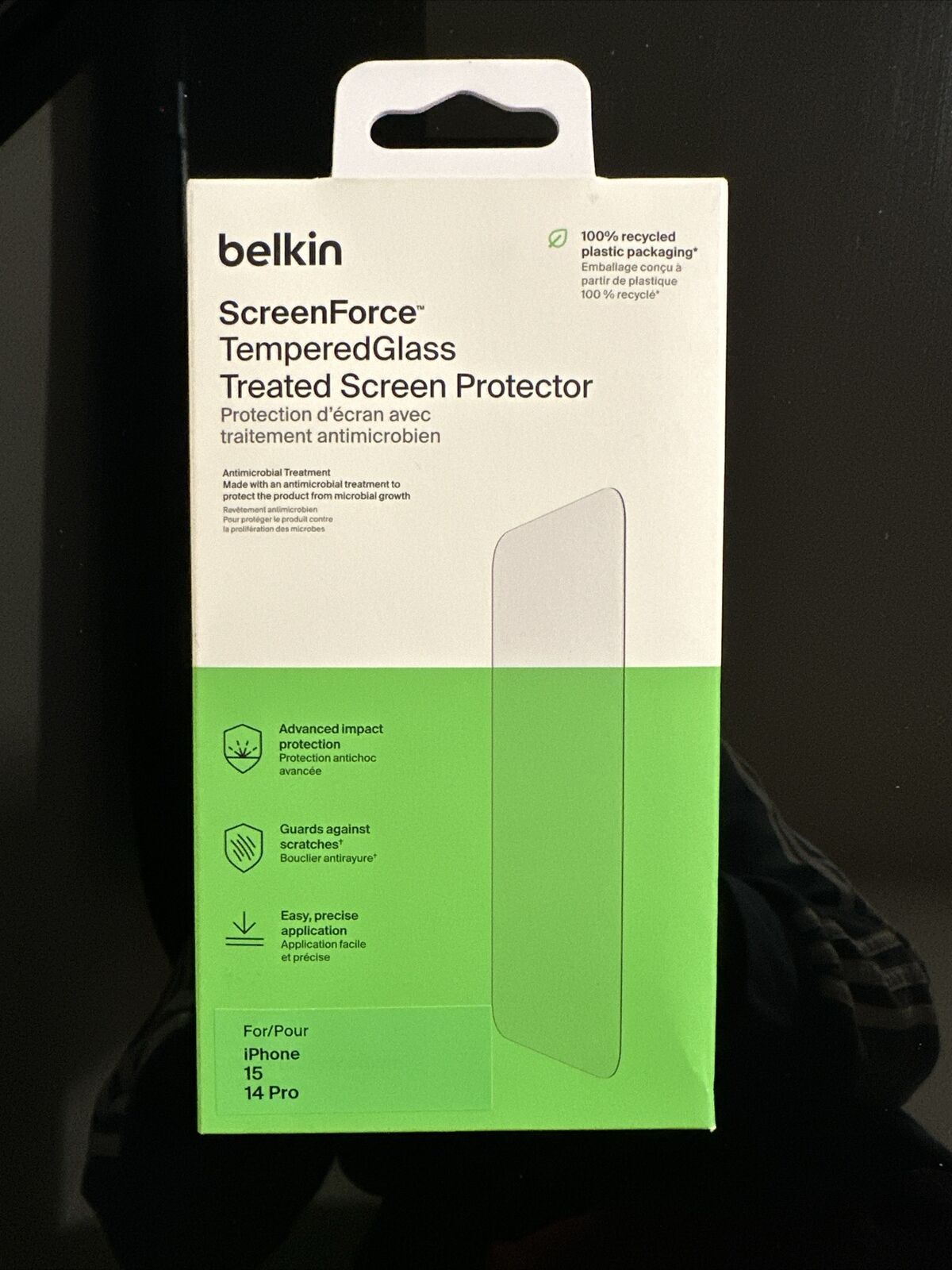 Belkin ScreenForce Tempered Glass Screen. Protector - iPhone 15 + 14 Pro (New)