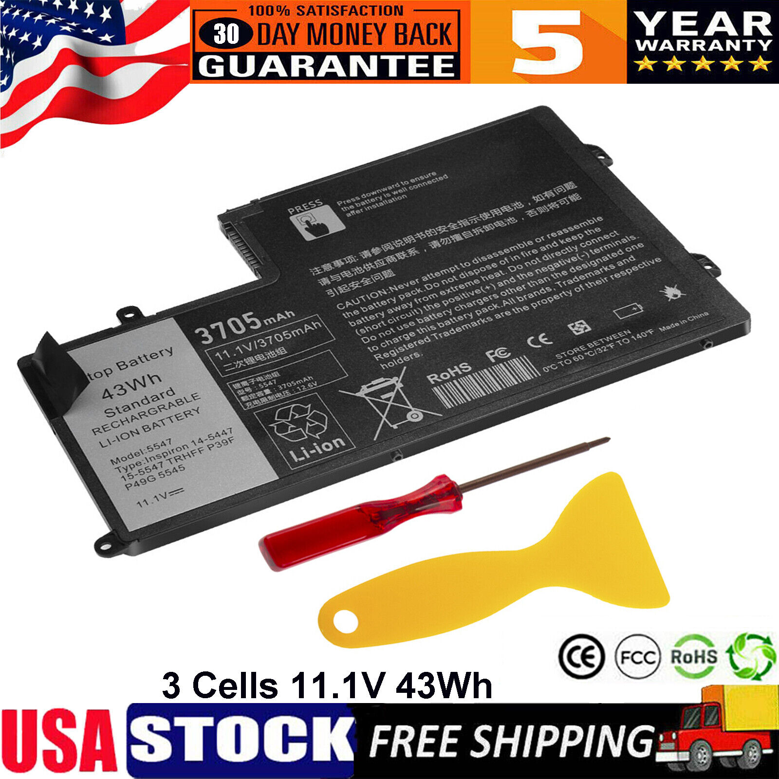 Brand NEW-Battery for Dell Inspiron 5547 5548 5447 TRHFF 1V2F6 01V2F 0PD19 FAST