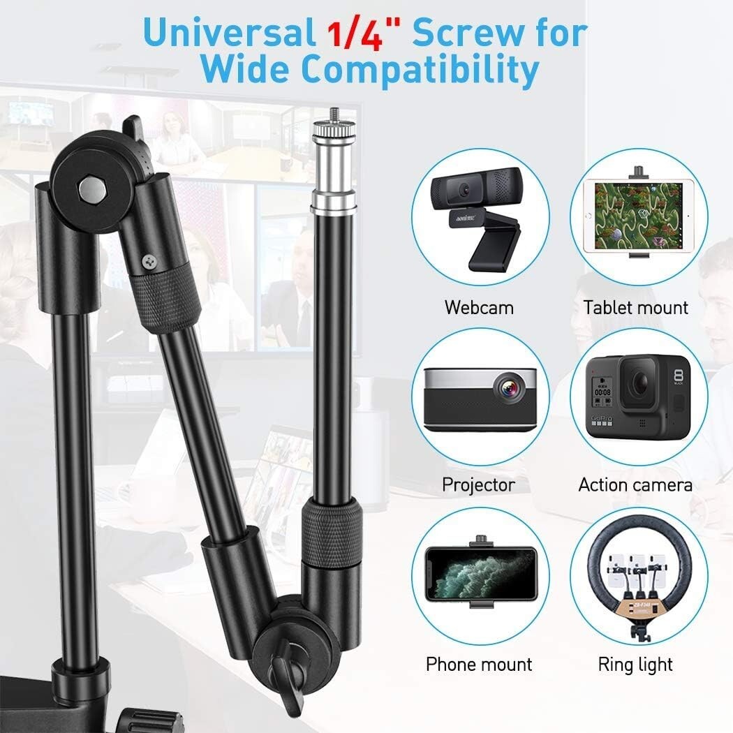 KDD 25" Desk Mount  Webcam Stand (Universal 1/4" Adapter Fit)