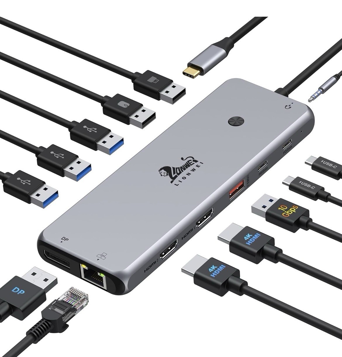 USB C Hub USB C Docking Station Dual Monitor 13 in 1 Triple Display Multiport...
