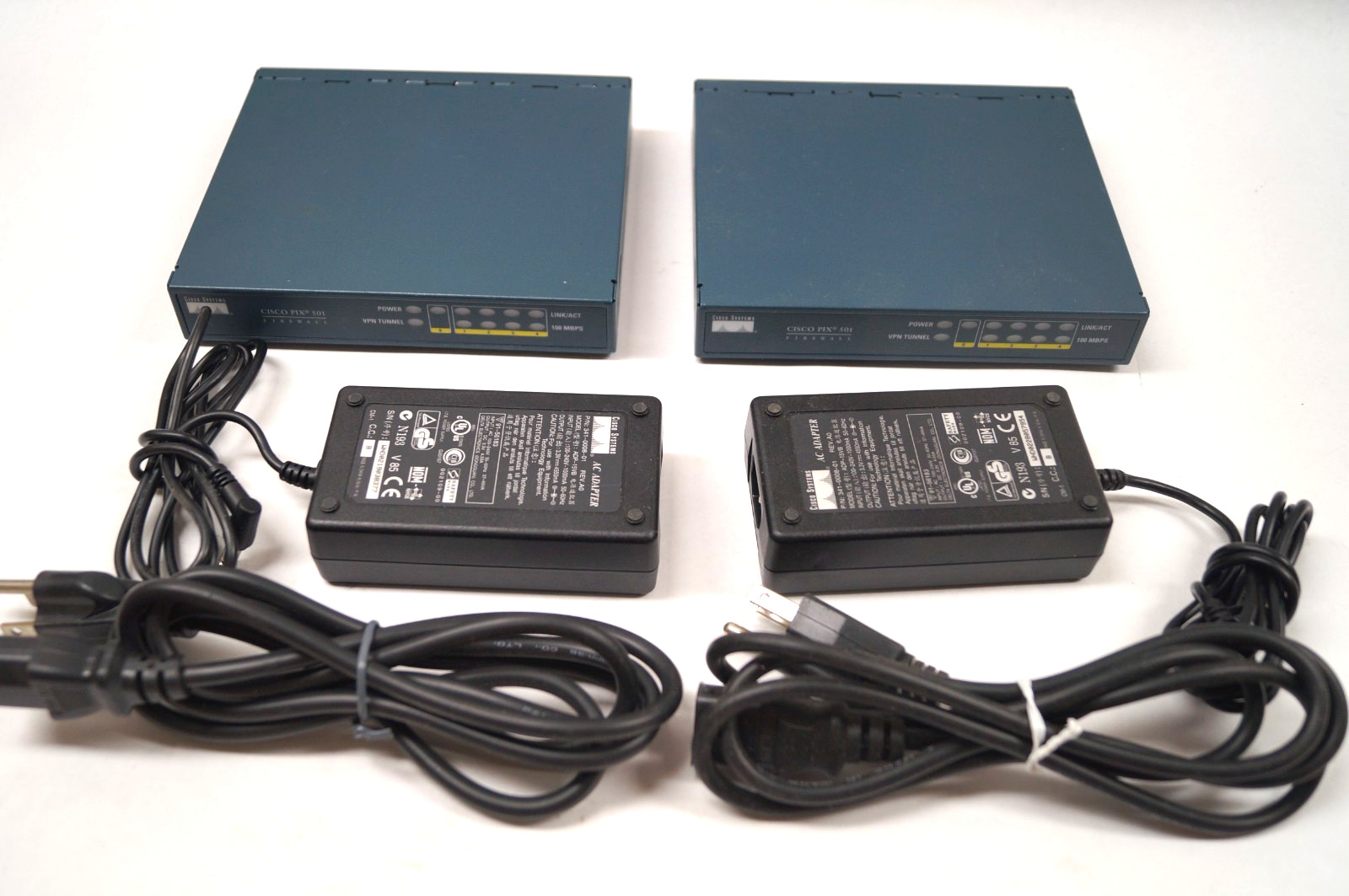 LOT (2) Cisco Systems PIX 501 Series Networking Firewall Kit WORKING NOS B262