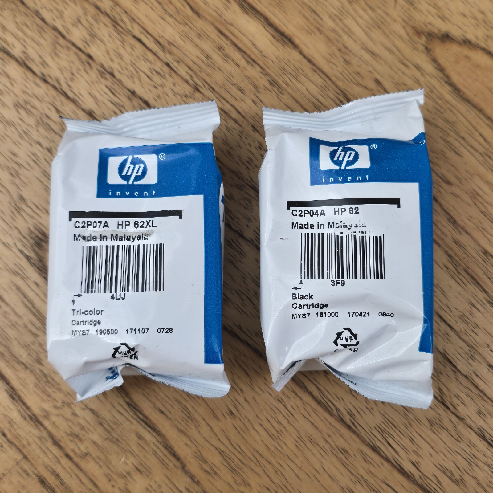Genuine HP 62XL Black & Tri Color Ink Cartridge Lot C2P07A C2P04A New Sealed