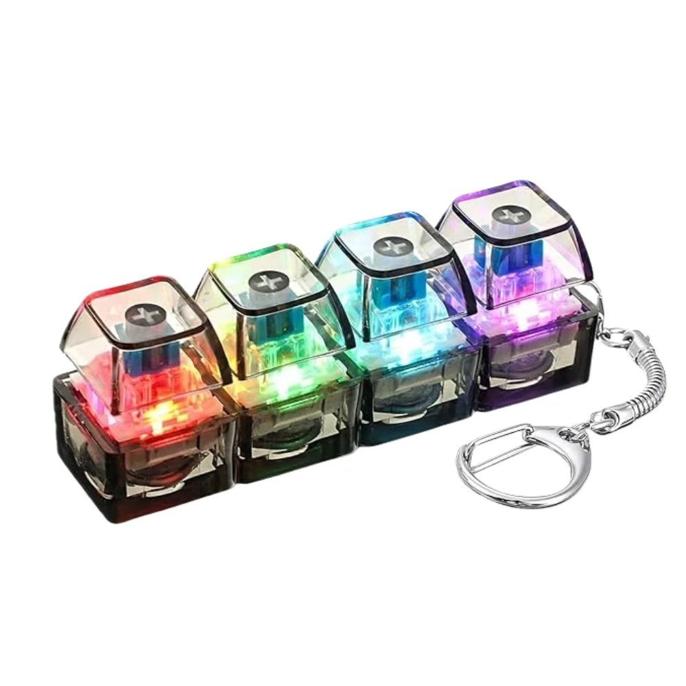 4Keys Illuminated Mechanical Keyboard Keychain Anti-Stress Finger Button LED