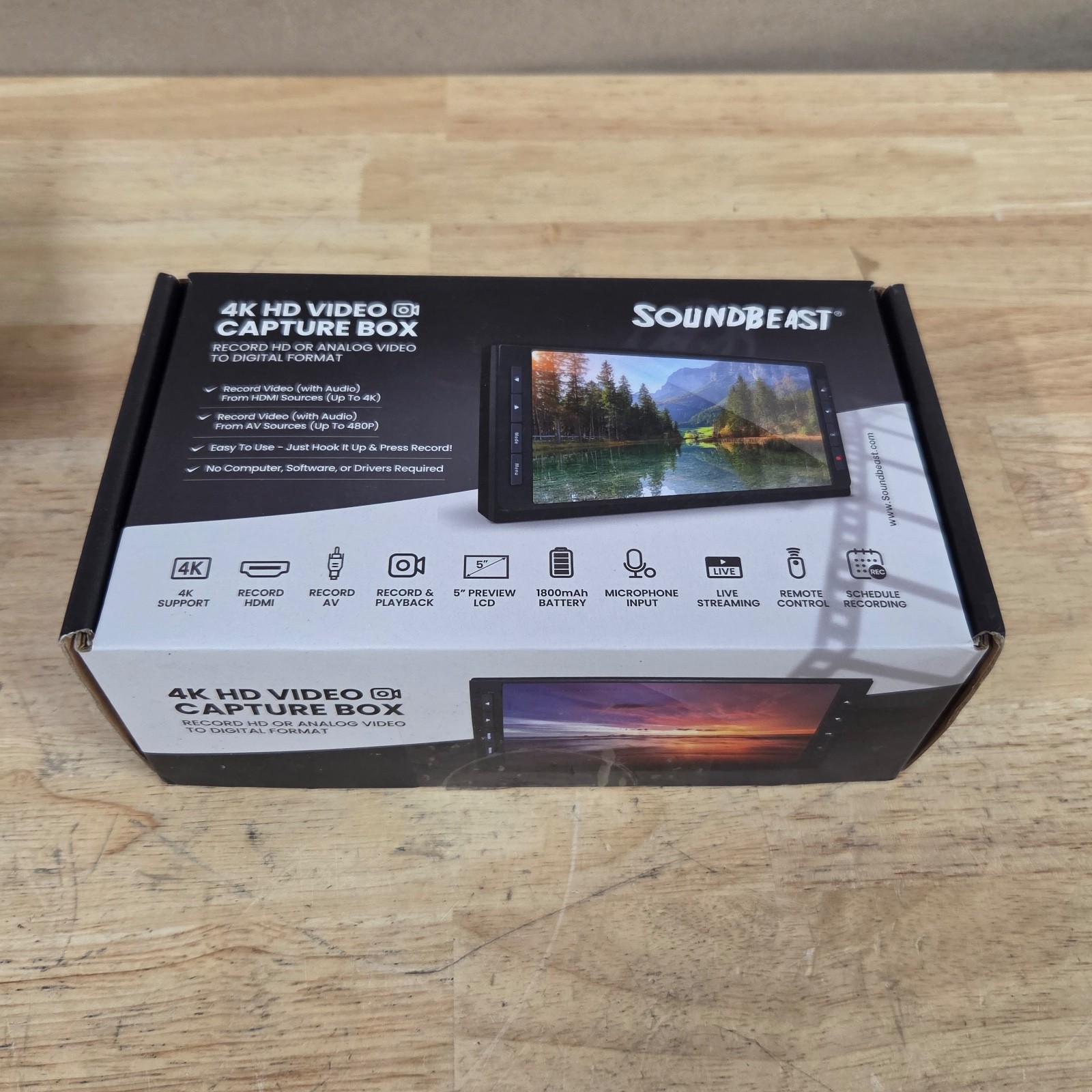 SoundBeast 4K HD Video Capture Box - Capture or Live Stream HDMI AV RCA - 5" LCD