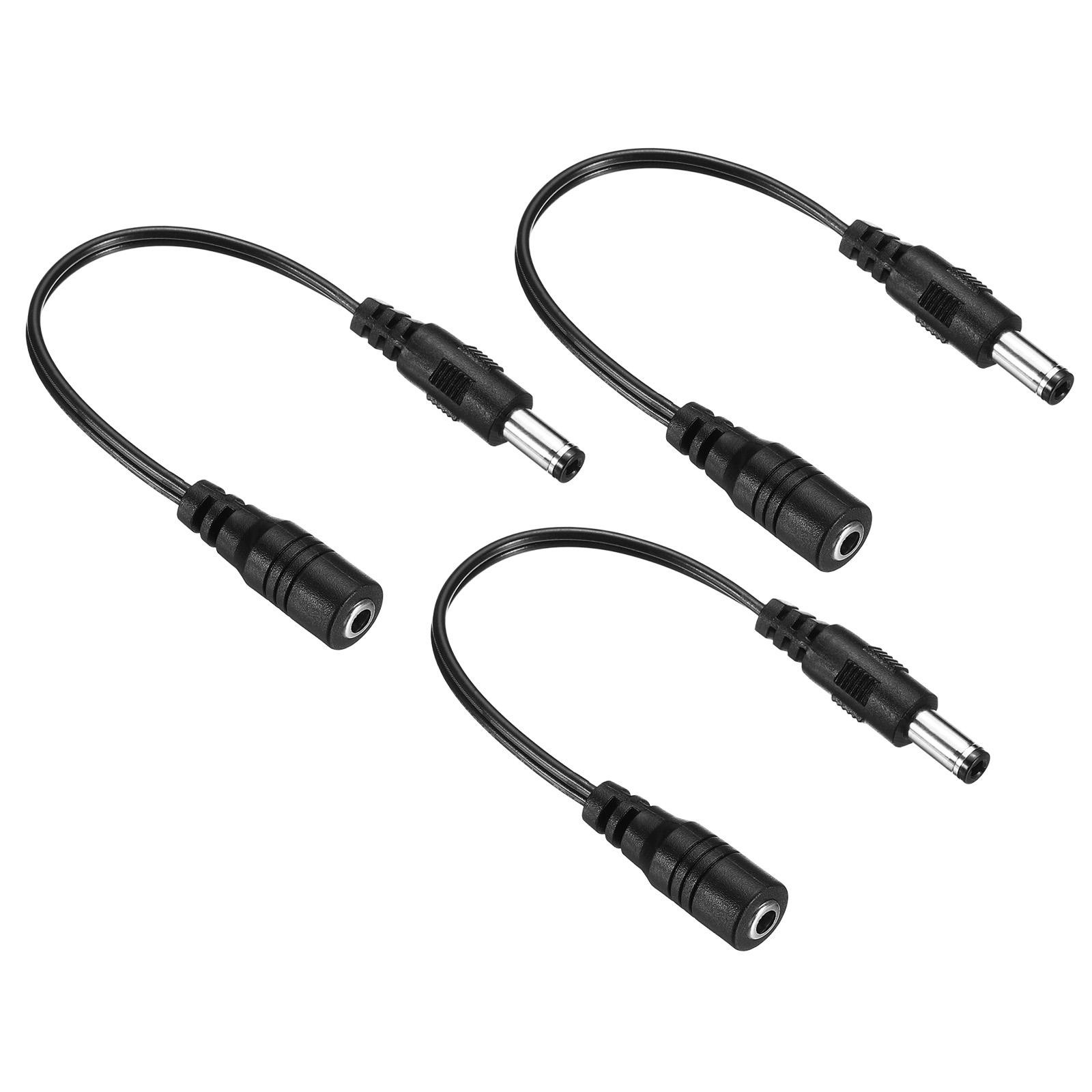 3Pcs DC 3.5x1.35mm Female to 5.5x2.5mm Male Extension Cable Adapter Cord Black