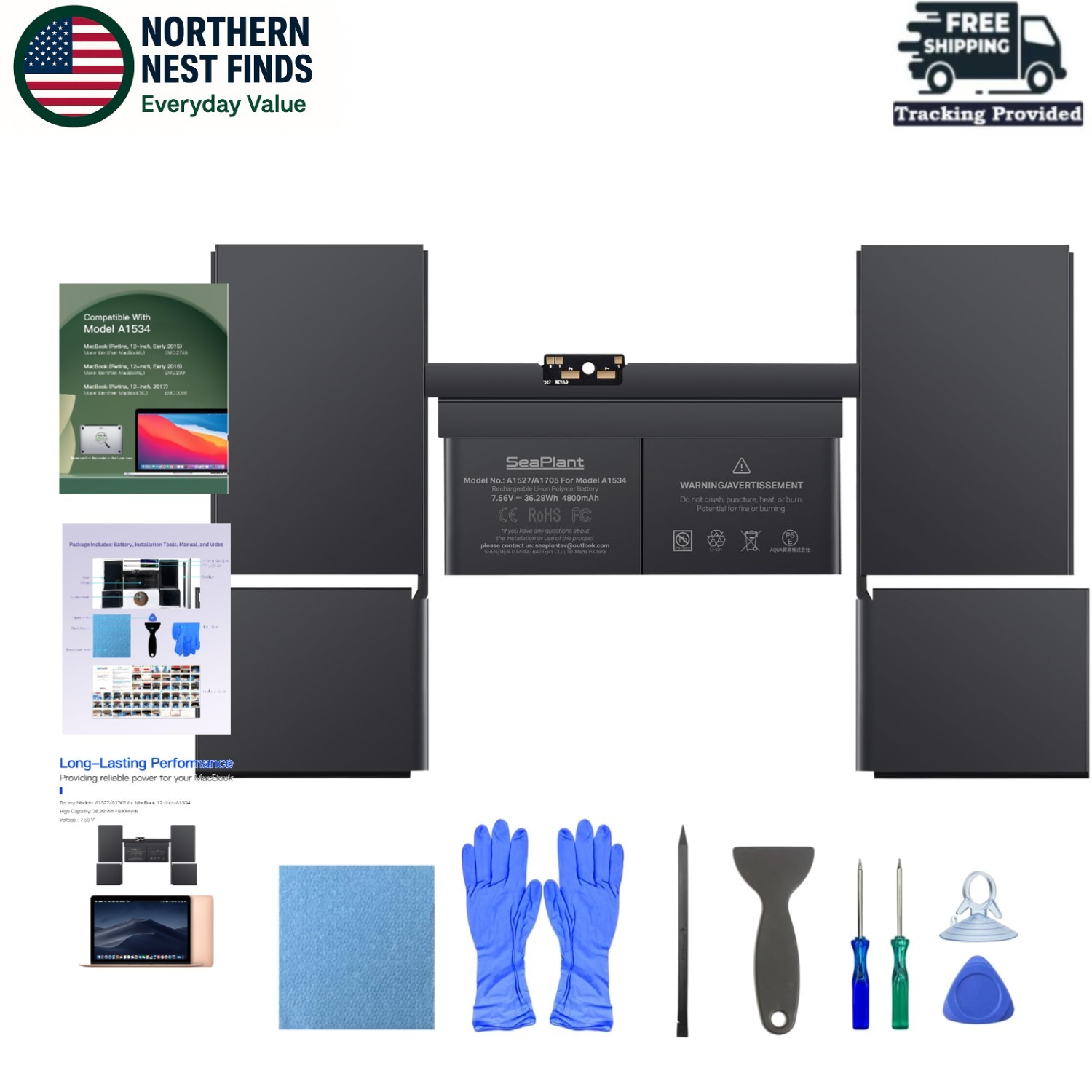 Safe and Reliable A1534 Battery Replacement for MacBook - Includes Tools & Guide