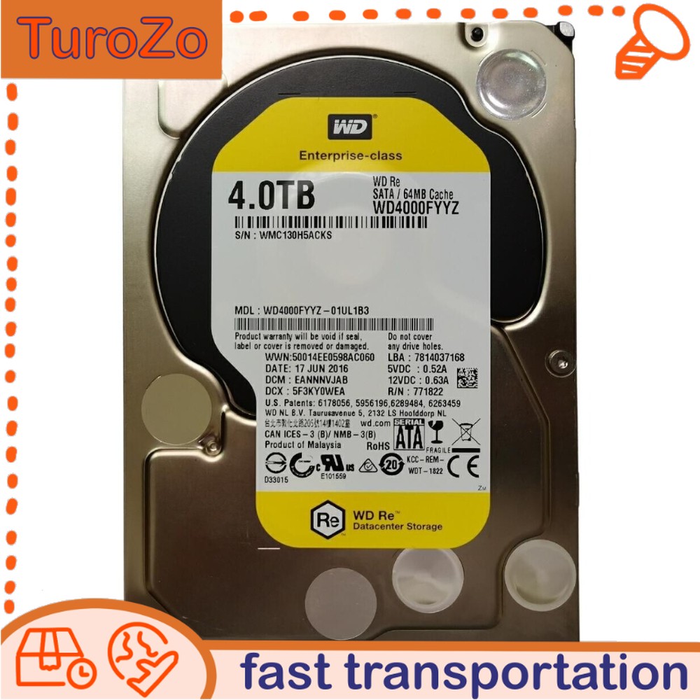 WD4000FYYZ Western Digital RE 4 TB Internal 7200 RPM 3.5 inch Hard Drive