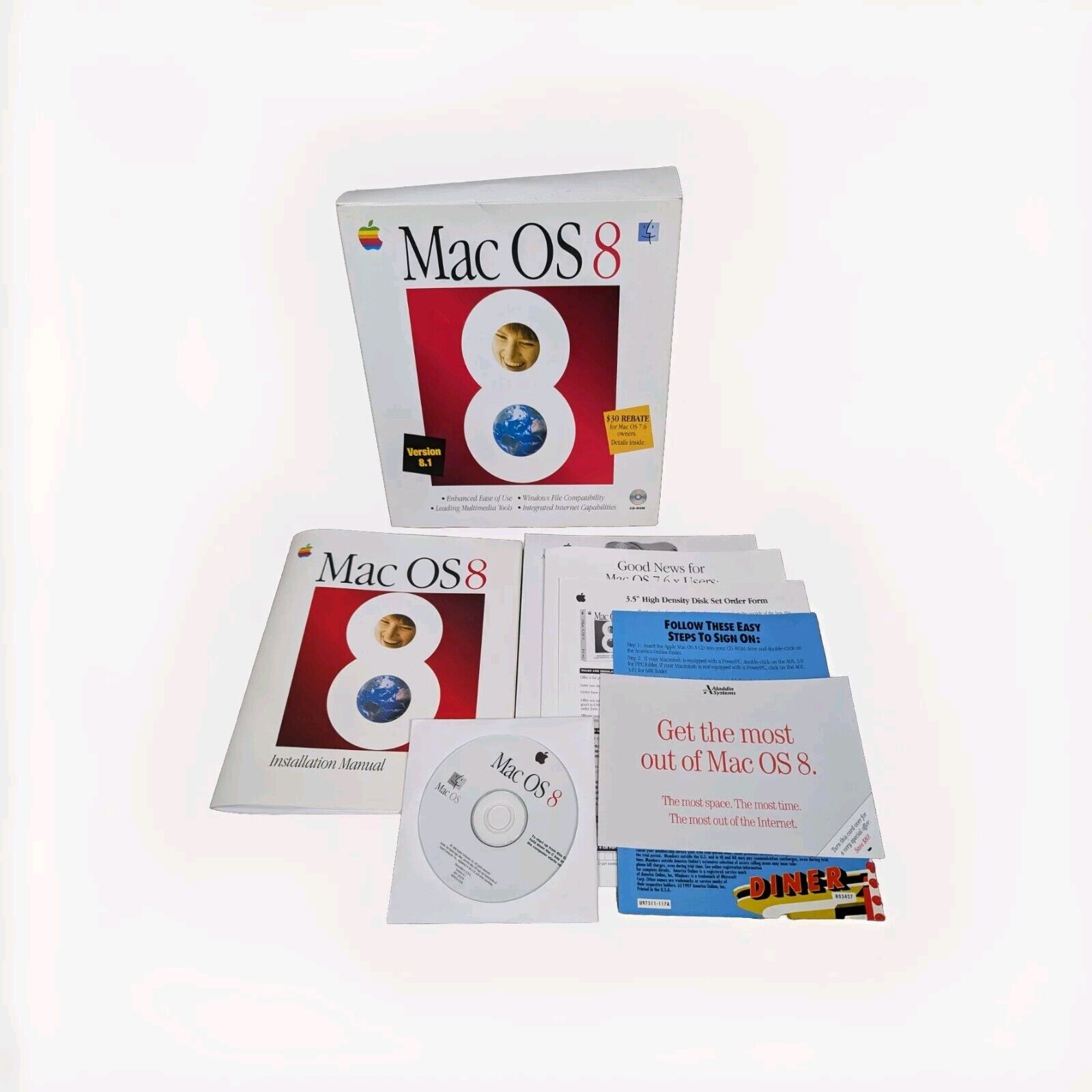 1998 Mac OS 8 CD -Version 8.1  CD-ROM Macintosh Software Retail Big Box Vintage