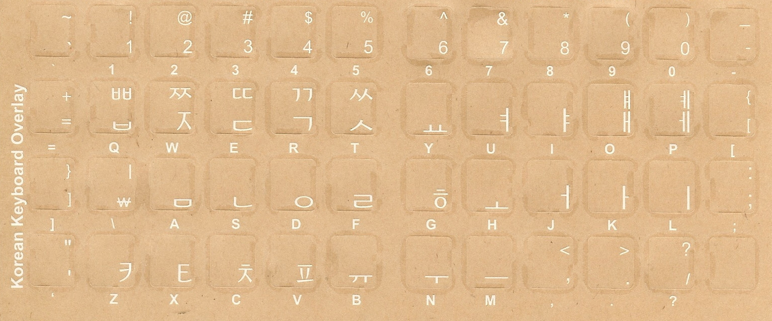 Korean Keyboard Stickers w/ Reverse Print White Letters