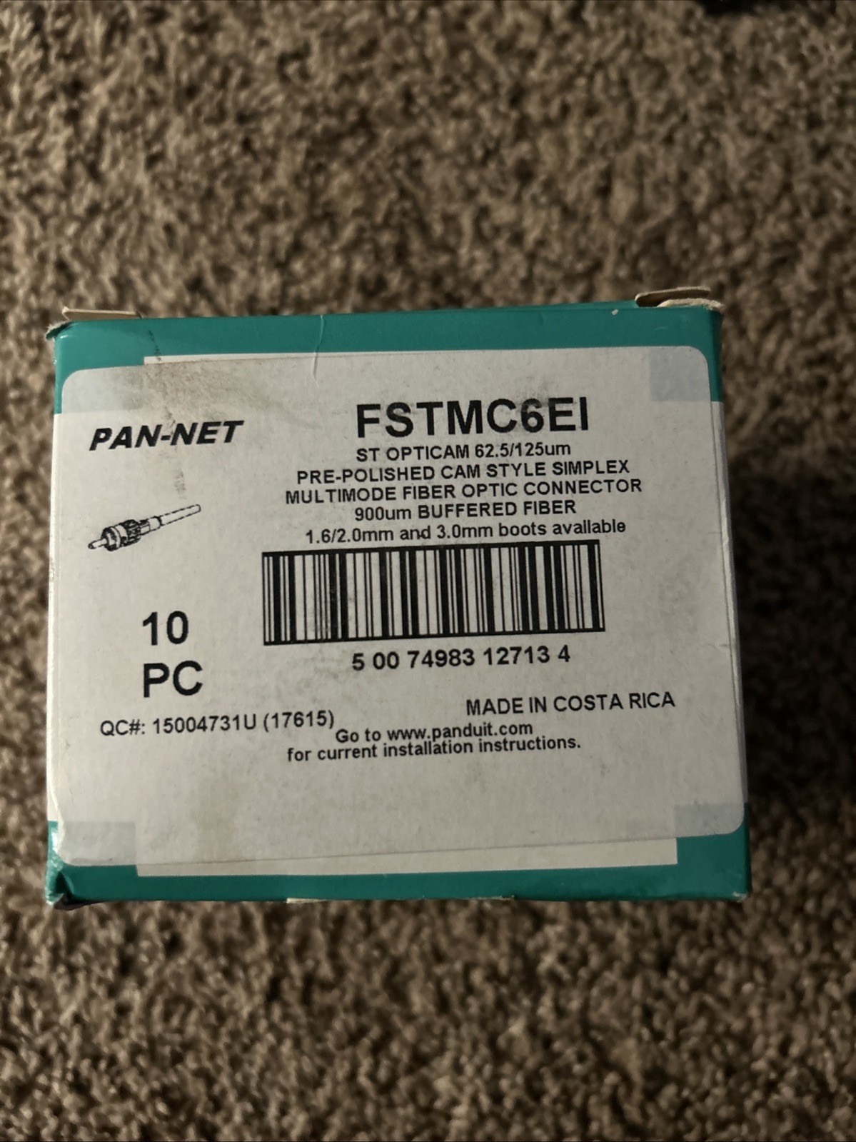 10QTY-Panduit FSTMC6EI Opticam ST Simplex OM1 Multimode 62.5 Fiber Cam Connector