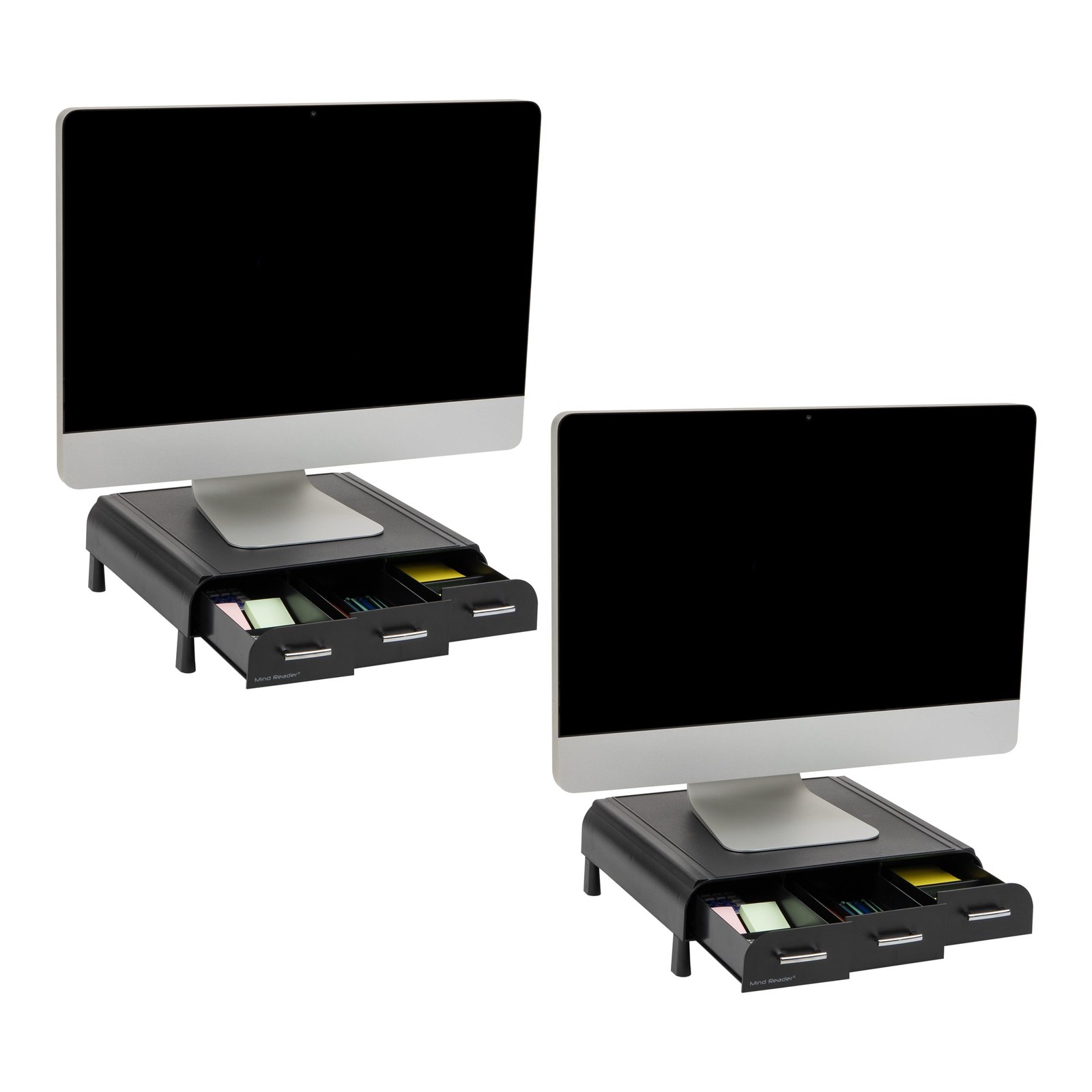 MIND READER MONITOR STAND, 2-PACK, 13.5"L X 13"W X 4"H, 2MONSTA3D - BLACK