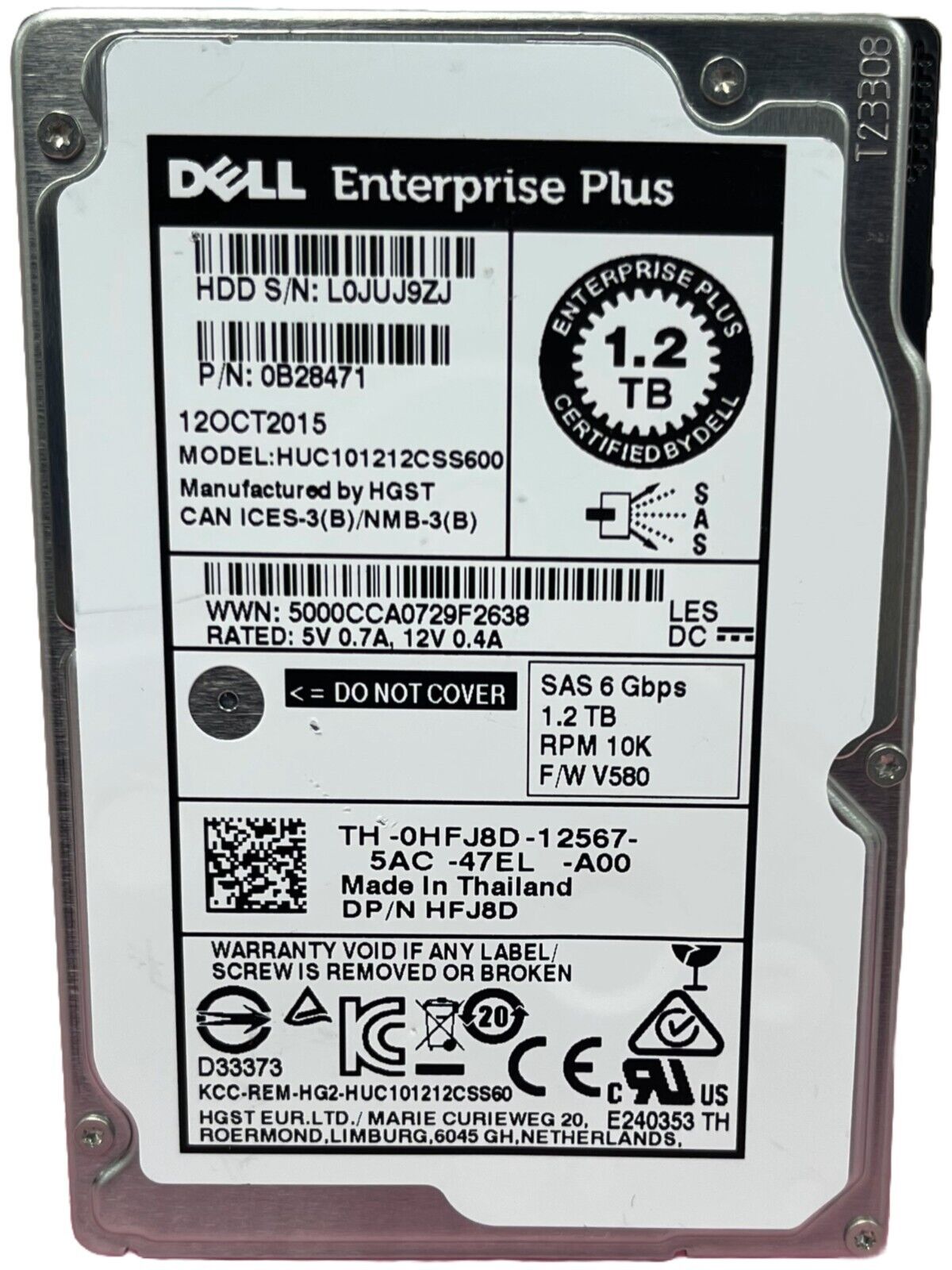 Dell Enterprise Plus HUC101212CSS600 1.2TB 10KRPM 6Gbps SAS 2.5