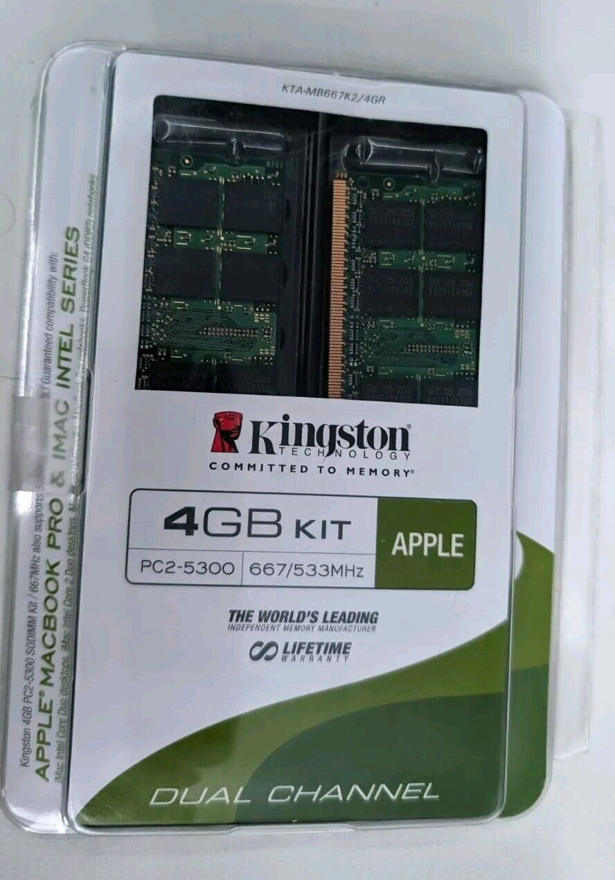 Kingston 4gb Kit 2x 2GB Mid 2007 Apple PC2-5300 667 Memory Ram