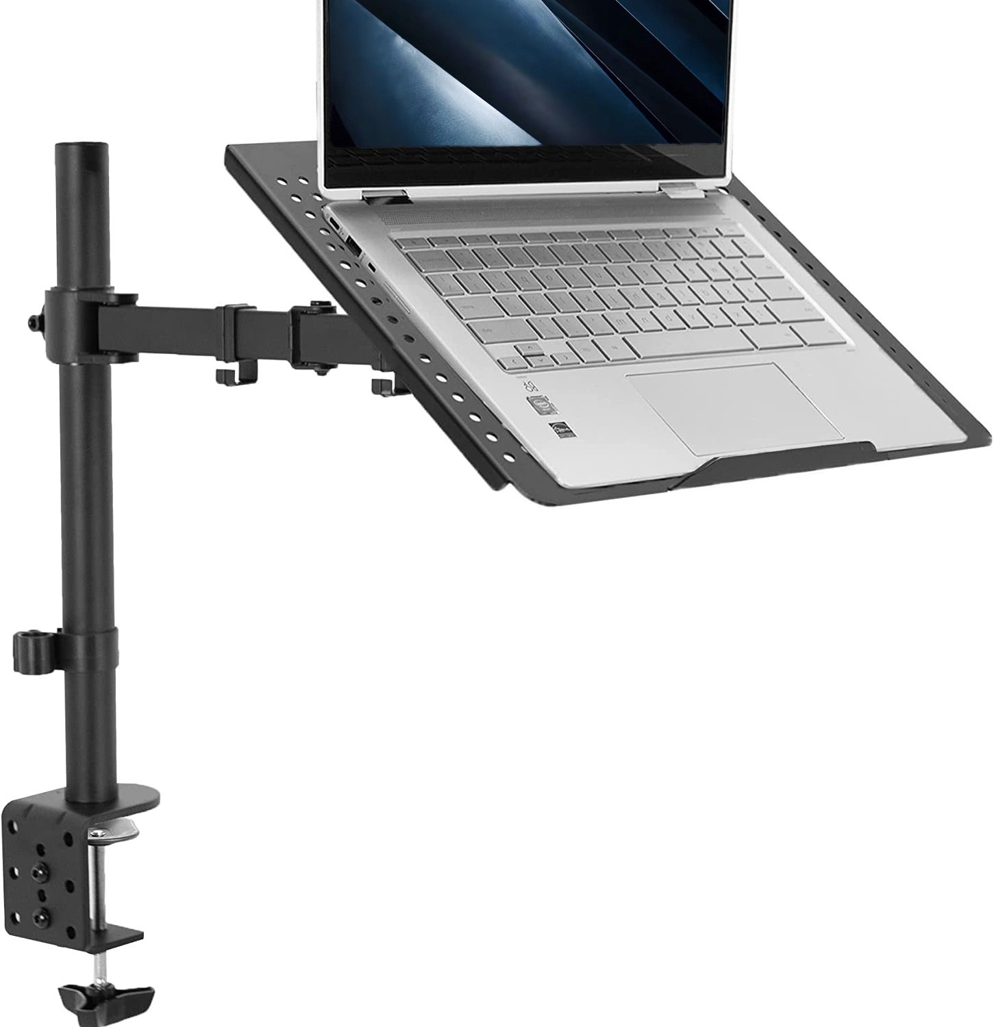 VIVO Black Single Laptop Notebook Desk Mount, Fully Adjustable Extension Clamp