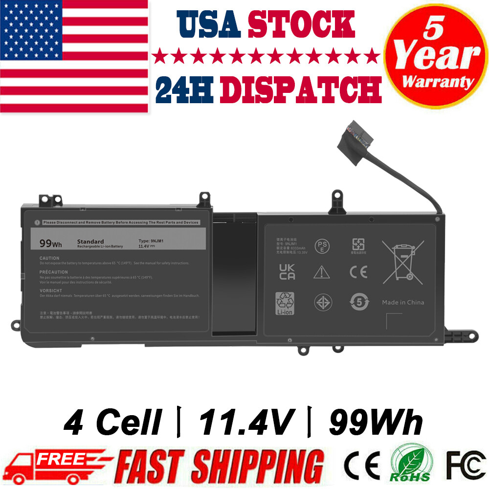 9NJM1 Battery for Dell Alienware 15 R3 R4 17 R4 R5 44T2R MG2YH P69f P31E001 99Wh