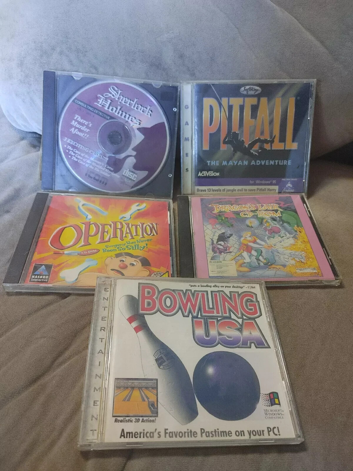 Lot of 5 PC games including Bowling USA,Pitfall, Operation CD-ROM RANDOM MIX 