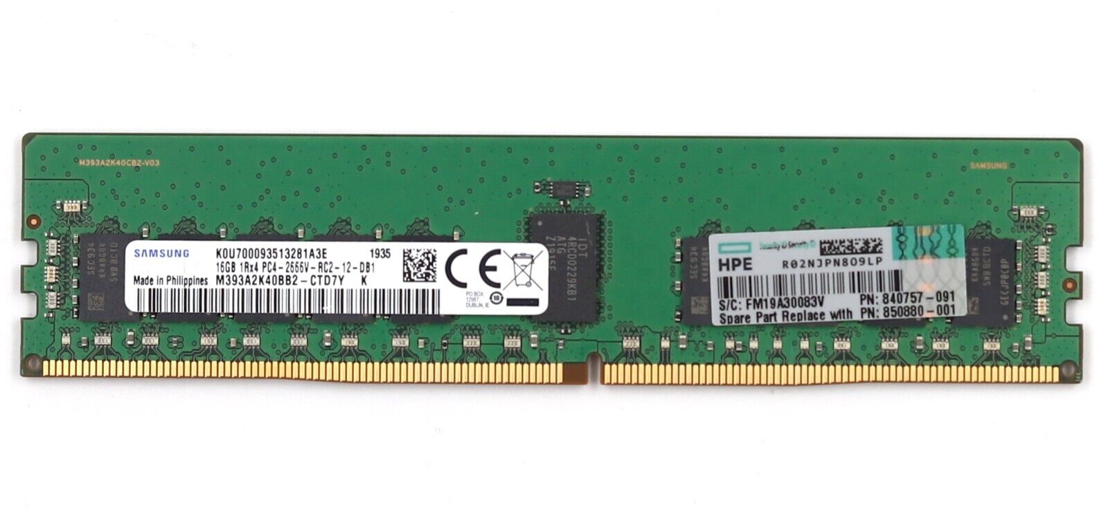 Samsung 16GB 1Rx4 PC4-2666V-RC2-12-DB1 ECC REG Server Memory M393A2K40BB2-CTD7Y