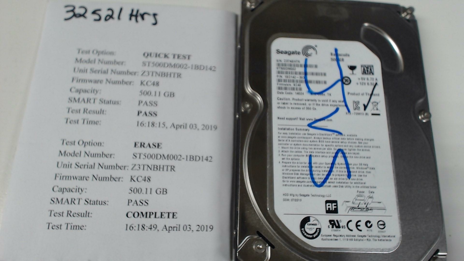 Seagate Barracuda ST500DM002 1BD142-502 500GB SATA