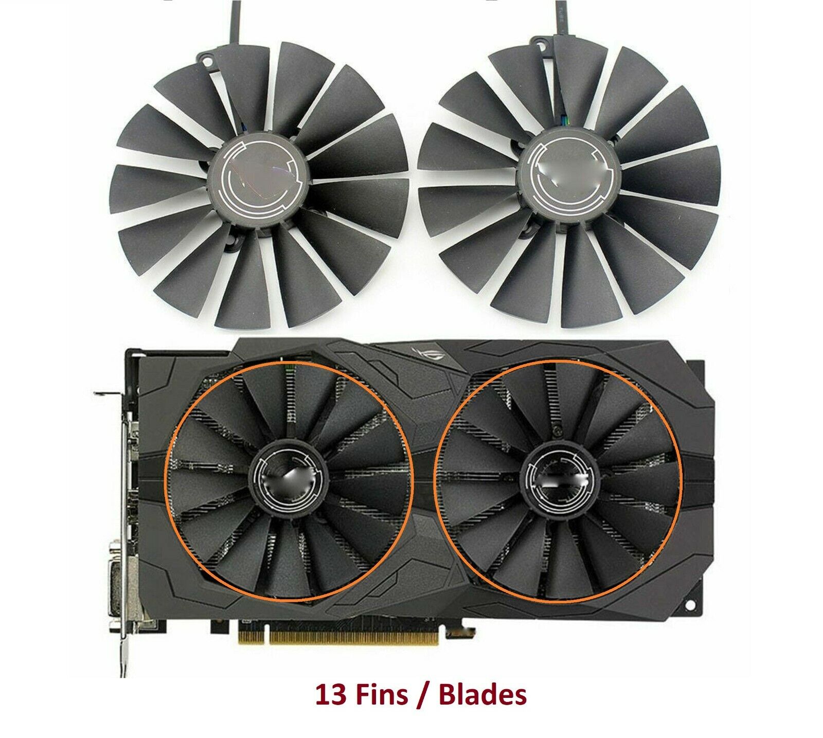 For ASUS DUAL-RX580-8G Graphics Card Cooling fan 95mm 13 fan Blade 4pin
