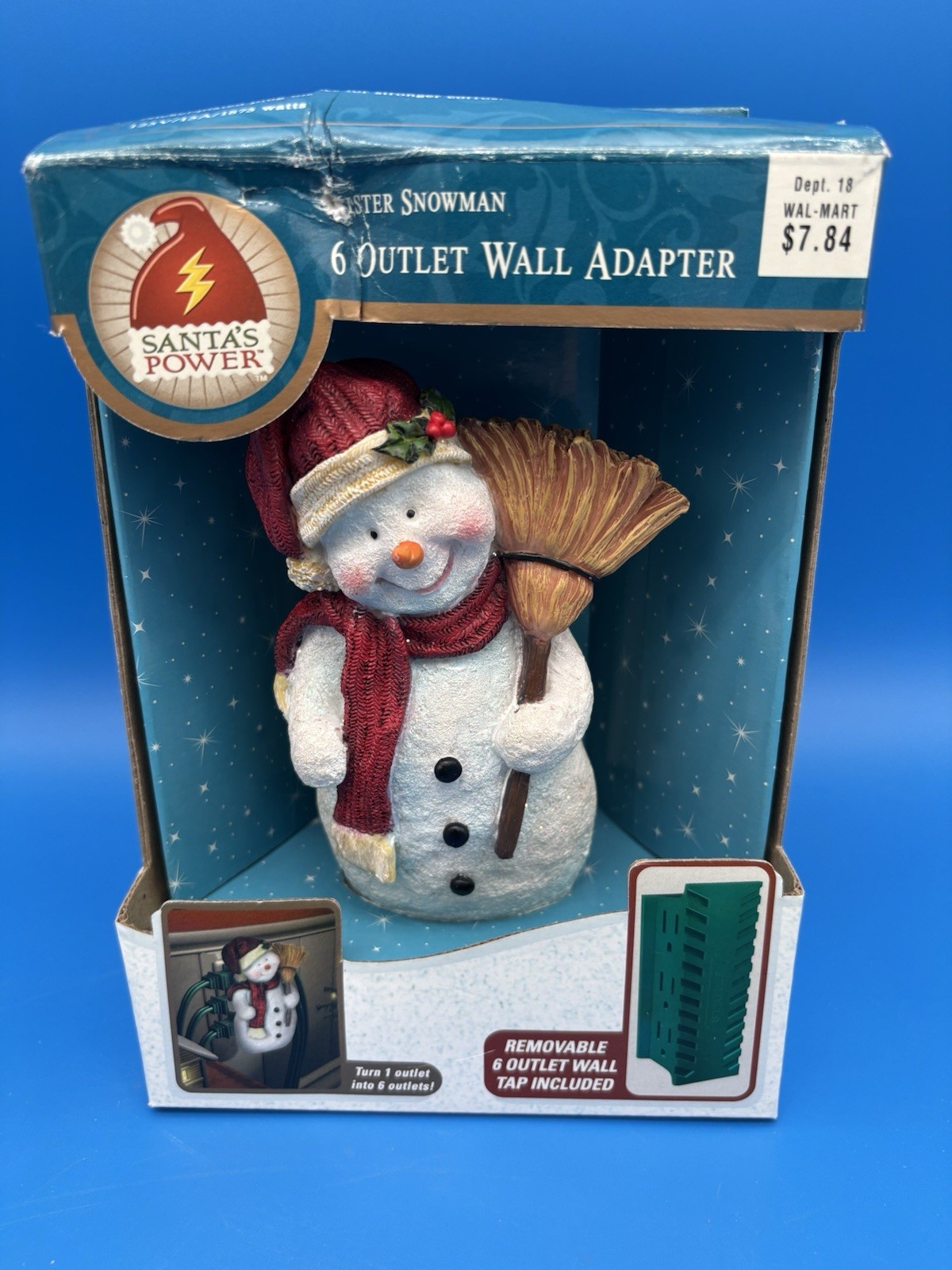 Snowman Santa's Power Hand Painted Christmas Holiday 6 Outlet Wall Adapter