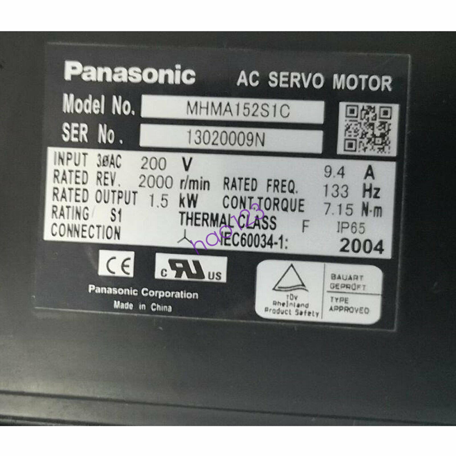 1PCS Used For Panasonic MHMA152S1C AC Servo Motor DHL/FedEx