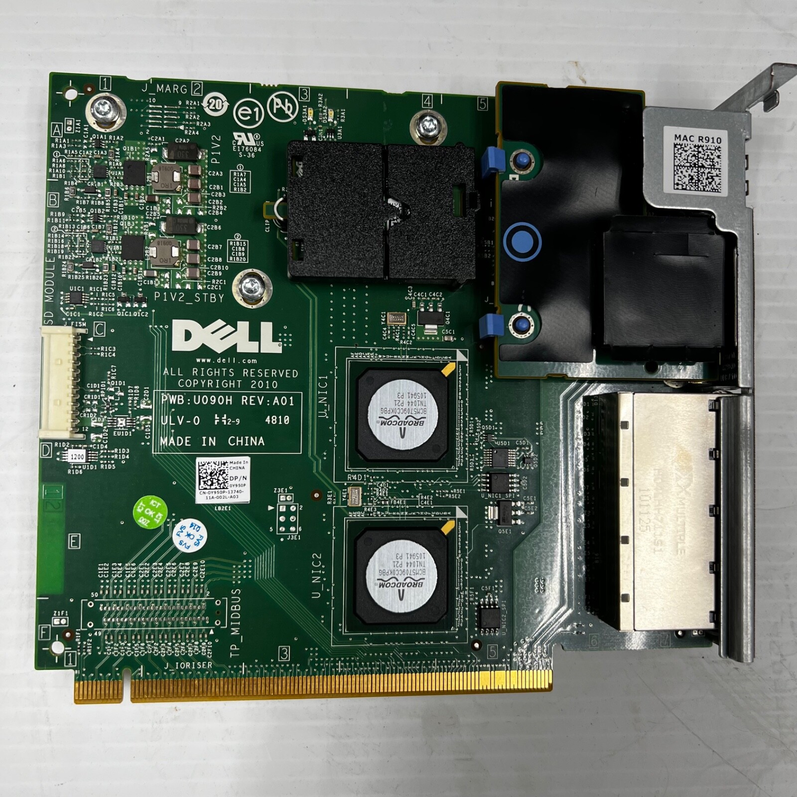 Dell 0Y950P PowerEdge R910 4-Port Network & 2-Port USB I/O Riser Board