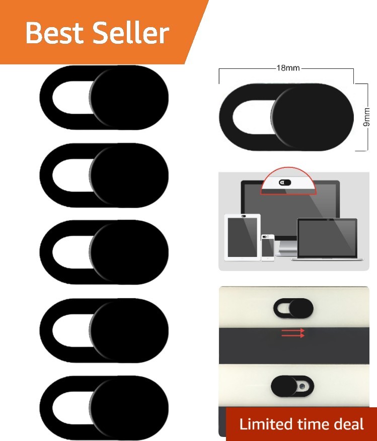 Black Camera Privacy Covers - Sliding Design, Secure Your Privacy on All Devices
