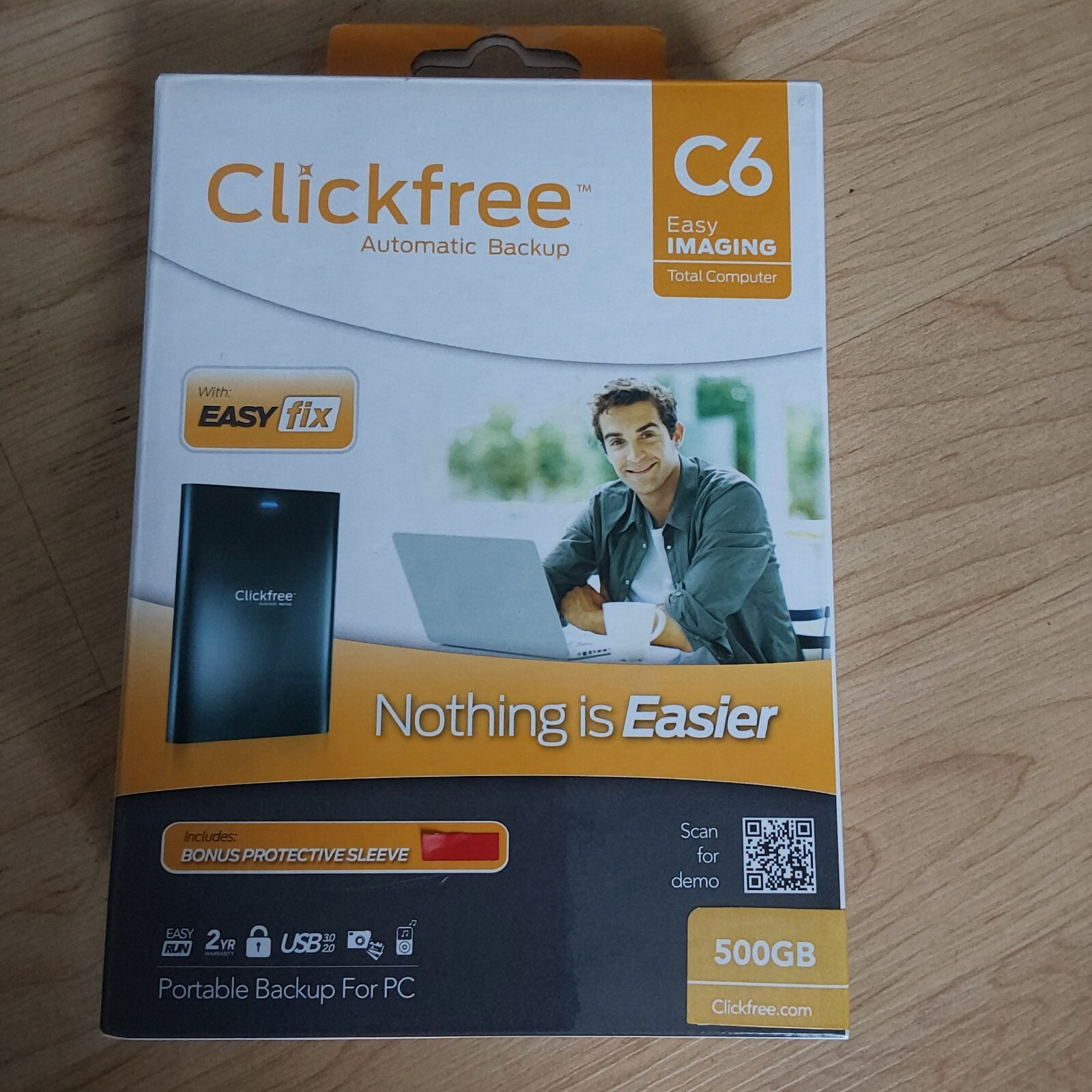 Clickfree Automatic Backup C6 For PC Computer Portable 500GB with Bonus sleeve